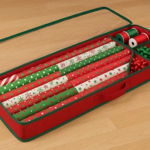 16 Long Wrapping Paper Underbed Storage Bag Gift Wrap Organizer Container With Pockets For Ribbons Bows Holiday Accessories