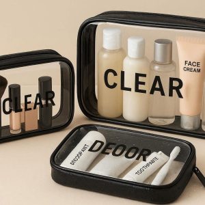 Clear Makeup Travel Organizer Bags Waterproof Cosmetic Pouch Toiletries Wash Bag For Carry On Luggage Airport Security