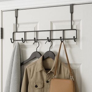 Over The Door Hooks Heavy Duty Metal Organizer Rack Hanging Rail For Clothes Towels Jackets Bags Bedroom Bathroom