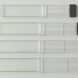 Expandable Plastic Drawer Dividers Clear Acrylic Drawer Organizers With Foam Rubber Pads For Kitchen Bedroom Bathroom